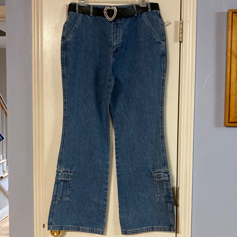 Vintage Retro 80’s jeans Junior Size 16.5 with belt with heart. Very Jazzy.